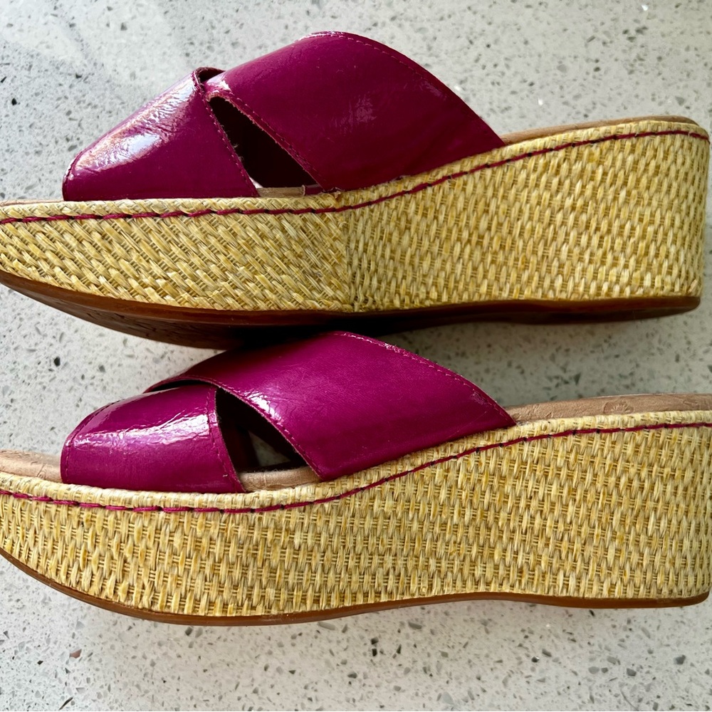 Merona Fuchsia and Straw Wedges